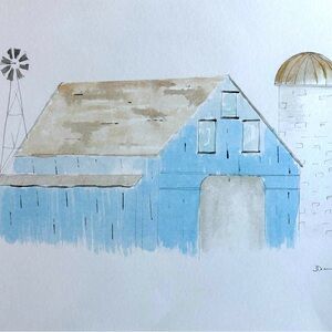 11x14” Farmhouse Barn Silo Windmill Watercolor Print